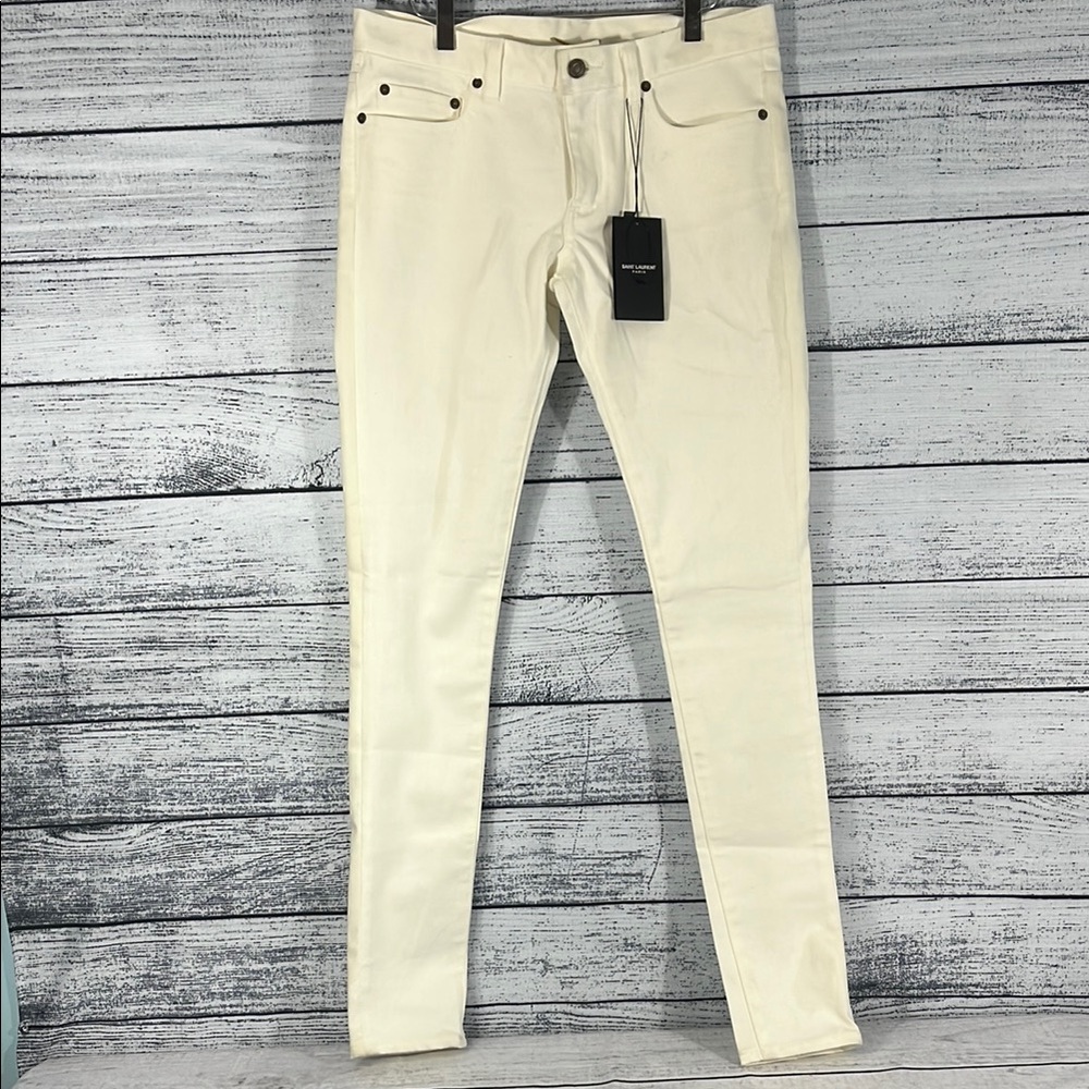 NWT-SAINT LAURENT Paris-(D01)White Skinny Jeans